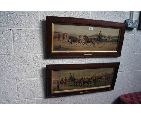 Pair of hunting scenes - '10 Miles from kennels' and 'Road side meet' - Frost and reed label on rear