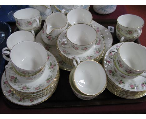 A Minton Tea Service "Spring Bouquet" Pattern, forty pieces:- One Tray