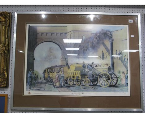 David Hey 'Rocket at Edge Hill' Ltd Edition Colour Print, 47 x 71cm, ink signed to margin.