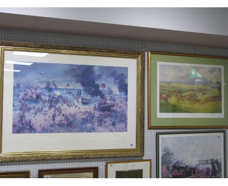 John King 'Quorn on Muxloe Hill' Ltd Edition Colour Print 37.5 x 58.6cm, graphite signed, Terence Cuneo 'D Day' colour print,