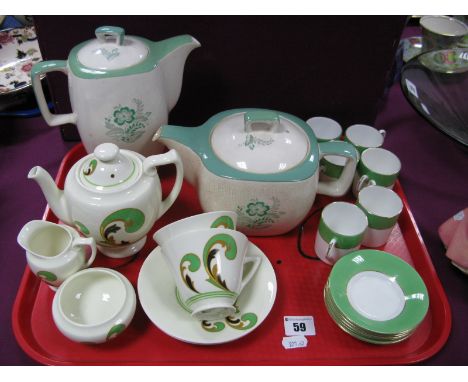 A Royal Doulton Art Deco Tea For Two Set, pattern No. D5204 'Lynn', Royal Albert coffee cans and saucers and 1950's Midwinter