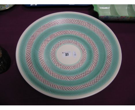 A 1950's Poole Freeform White Earthenware Charger, decorated in the PKT pattern designed by Alfred Read, impressed No. 920, X