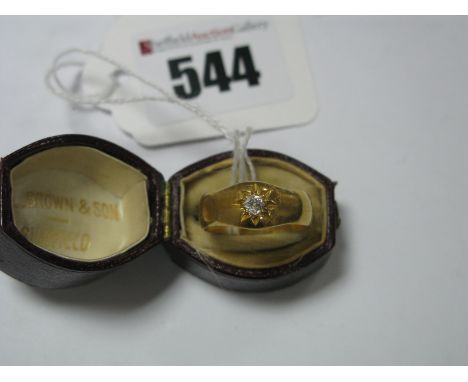 A 22ct Gold Single Stone Diamond Set Ring, star set with and old cut stone, in a vintage H.L. Brown &amp; Son Sheffield ring 