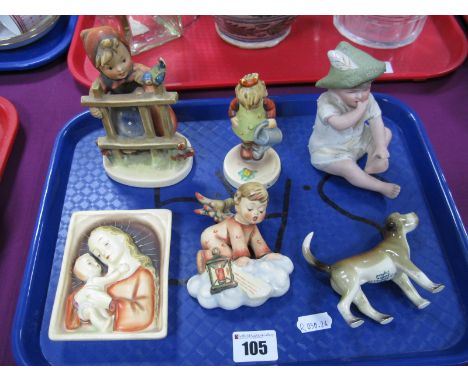 Two Early Hummel Models, Plaque 48/0 Madonna (full bee and R) and HUM 203 Signs of Spring, (one foot with no shoe), marked 'C