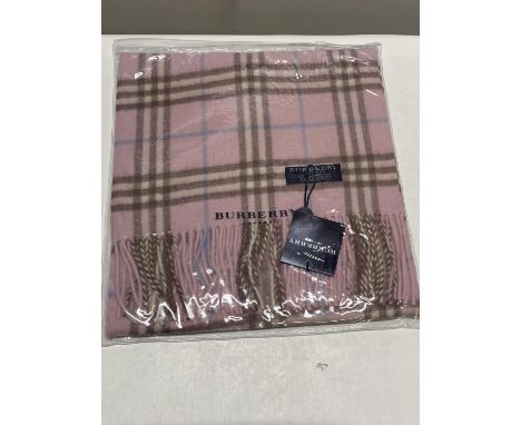 A new with tags Burberry 100% lambs wool pink long scarf 166 x 38cm 