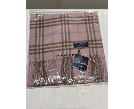 A new with tags Burberry 100% lambs wool pink long scarf 166 x 38cm 