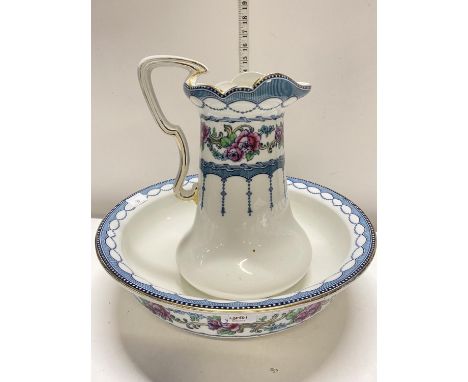 A Lossol ware jug and wash basin, shipping unavailable