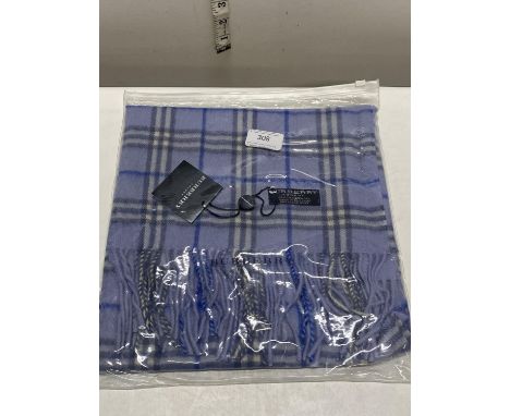 A new with tags Burberry 100% lambs wool blue long scarf 160 x 28cm 