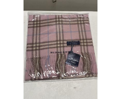 A new with tags Burberry 100% lambs wool pink long scarf 166 x 38cm 