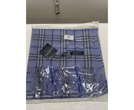A new with tags Burberry 100% lambs wool blue long scarf 160 x 28cm 