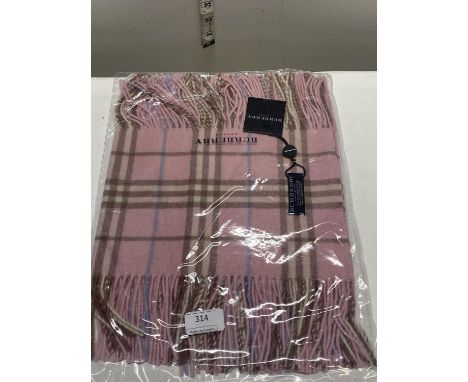A new with tags Burberry 100% lambs wool pink long scarf with double tassels 150 x 37cm 