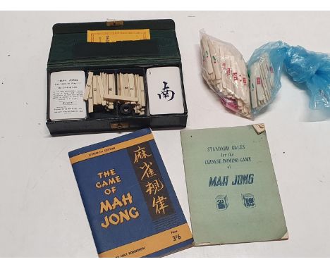 A vintage Chinese Mah-Jong boxed game with bone markers 