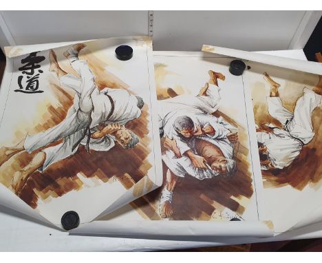 Three vintage Judo related posters by N.Kiguka 