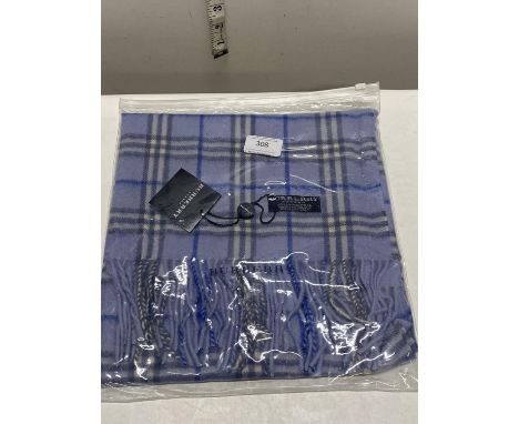 A new with tags Burberry 100% lambs wool blue long scarf 160 x 28cm 