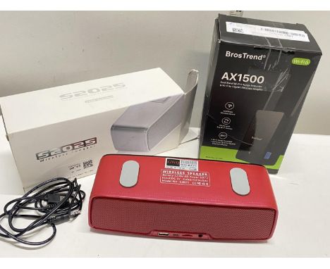 A boxed wireless speaker and wi-fi range extender (untested) 