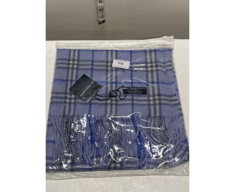 A new with tags Burberry 100% lambs wool blue long scarf 160 x 28cm 