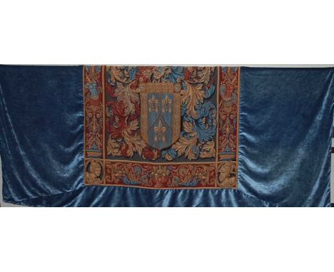 A large Continental embroidered tapestry wall hanging, with velour deep bordered surround, approx. 220 x 265cmCondition repor