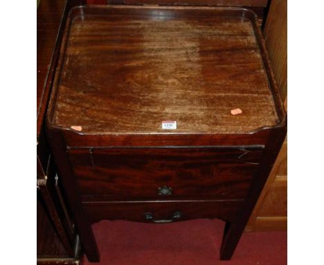 An early 19th century mahogany night commode, having hinged compartment over single lower drawer, w.52.5cm