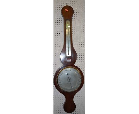 An early 19th century mahogany, ebony and boxwood strung two dial wheel barometer, the silvered dial signed Joseph Somalvico,