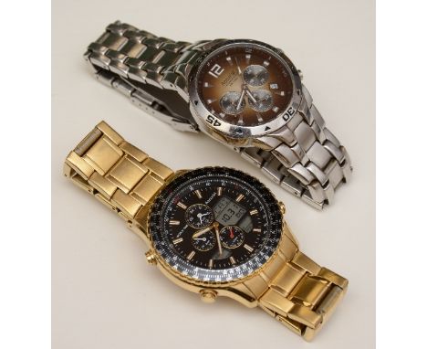 An Accurist Chronograph gents wristwatch, together with an Accurist World Time gents wristwatch, with box and booklet (2)