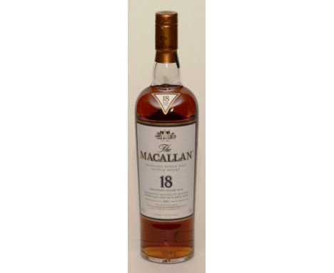 The Macallan 18 years old Highland single malt scotch whisky, distilled in 1997 and in earlier years, 43% vol, 700ml, boxed