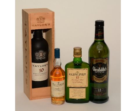 The Glenfiddich 12 years old special reserve single malt scotch whisky, 70cl, 40% vol, tubed, also with Talisker 10 years old