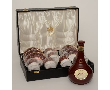 An Old Parr 500 15 years old blended scotch whisky in red Royal Windsor decanter, also with an associated Spode six piece cof