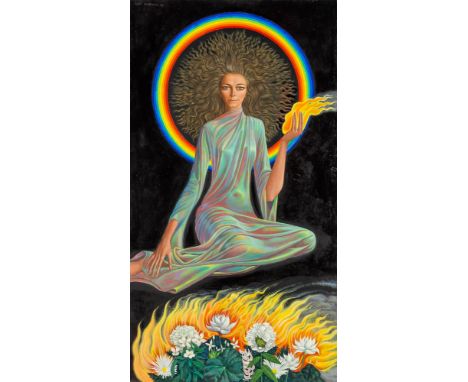 German, 1932-2002Portrait of Nan Kempner, 1967Signed and dated Mati Klarwein 67 (ul)Oil and tempera on canvas laid to Masonit