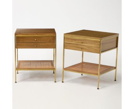 Mid 20th centuryEach with two drawers with a shelf stretcher. Height 24 inches, width 20 inches, depth 20 inches. No conditio