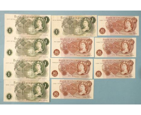 A collection of eleven Bank of England Fforde Portrait Series C bank notes:&nbsp;five one-pound J23Y 897887-9, (uncirculated)