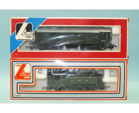 Lima OO gauge, 205117 GWR 0-6-0 tank engine RN9400 and 205156 diesel RN D8138, (2). 