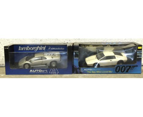 Auto Art, 007 "The Spy Who Loved Me" Lotus Esprit and Lamborghini Diablo, (both boxed), (a/f), (2). 
