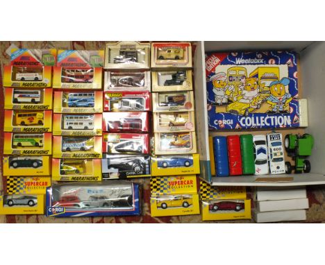 A quantity of boxed diecasts by Burago, Lledo, Maisto, Corgi, etc, a Kenner 1980 Snowspeeder and other toys &nbsp;including&n