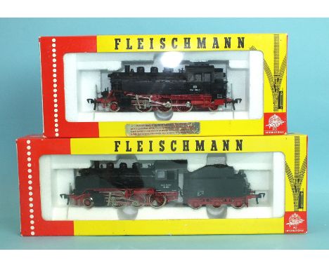 Fleischmann HO gauge, 4140 DB 2-6-0 locomotive RN 24074 and 4064 DB 2-6-2 tank locomotive RN 064 389-0, (both boxed, one box 