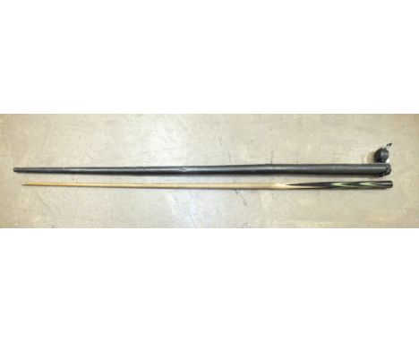 A vintage S Borne 16oz one-piece snooker cue, Made expressly for W Osborne (ex-Champion of the Midlands), in metal case. 