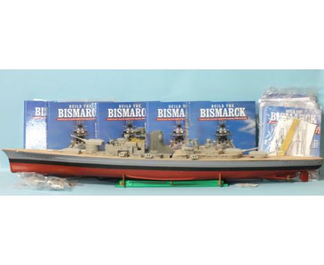 Hachette, a part-built "Build the Bismarck", 206cm long, with magazines and parts, (unchecked), two other frigates and a larg