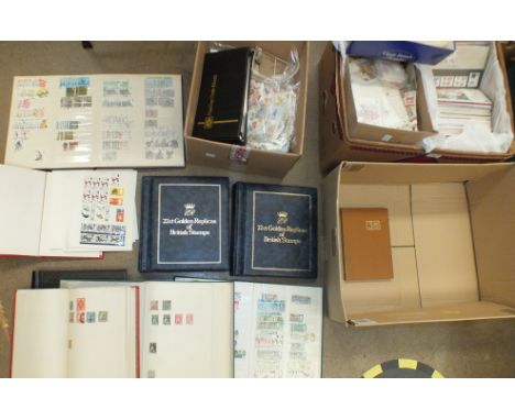 A large accumulation of stamps and covers, in albums, stock books and loose, contained in seven boxes, with a selection of Gr