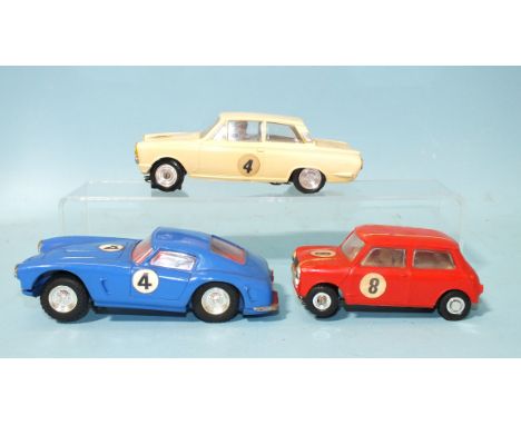 Scalextric, C69 Ferrari GT 250 Berlinetta and two unmarked slot cars, all unboxed, (3). 