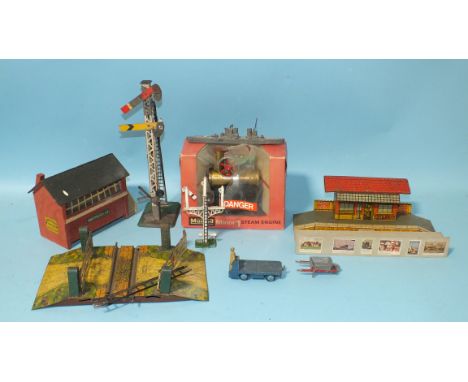 A Mamod Minor 1 Steam Engine, boxed, a lead water-line model of a gunship, a Dinky Toys BEV truck, an O gauge Junction Box No