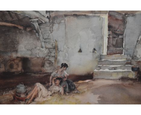 After William Russell Flint, a coloured print, 'Retreat From The Sun', signed in pencil to the margin, blind stamped, framed,