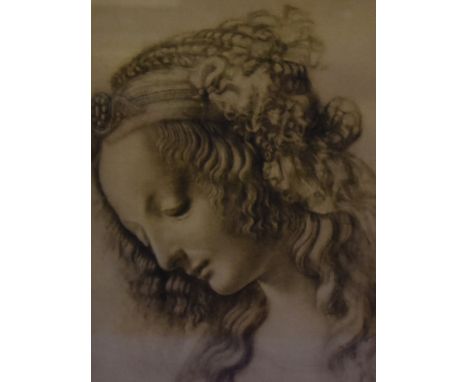 After Maestro della Pala Sforzesca (16th Century Italian School), monochrome print, a preparatory sketch of a Madonna head, t
