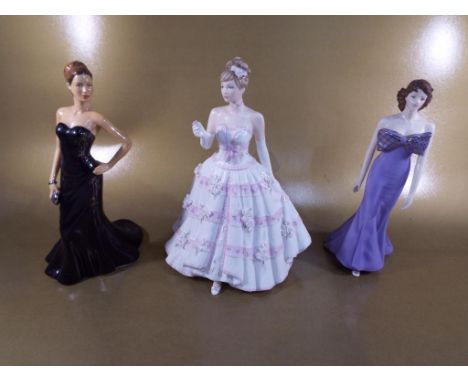 Three ceramic figurines comprising Coalport 'Summer Rose' limited edition with certificate, 24 cm (h), Coalport 'Helen' 23 cm