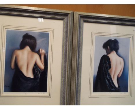 Two limited edition prints by Domingo, Portrait of Carla 1 No. 638 of 850 and Portrait of Carla 2 No. 527 of 850, both signed