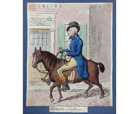 James Gillray (English, 1756-1815) ‘’The Welch Tandem’’ dated 1801, 260 x 364mm. BM Satires 9760 [A satirical portrait of Sir