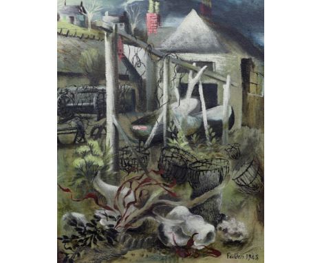 § § Mary Fedden OBE R.A. PPRWA (1915-2012) Fishermen’s hut at Cadgwithoil on canvassigned and dated 194850 x 40cm Robert Doni