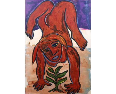 § § Eileen Cooper O.B.E., R.A. (British, b.1953) Crouching figureoil on formica128 x 94.5cm***CONDITION REPORT***Painted on t