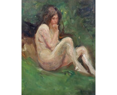 Albert de Belleroche (English, 1864-1944) 'Femme nue dans la Campagne'oil on canvassigned79 x 62cm***CONDITION REPORT***Oil o