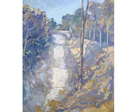 § § Sir Roger de Grey, P.R.A. (English, 1918-1995) 'The Canal, Marennes, 1989'oil on canvassigned121 x 101cm***CONDITION REPO