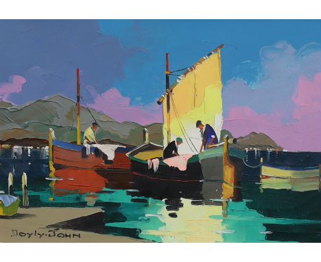 § § Cecil Rochfort D'Oyly-John (1906–1993) 'Night fishermen off coast at La Napoule near Cannes S of France'oil on canvassign