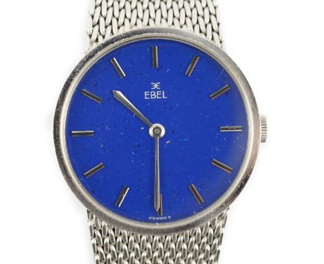 A gentleman's modern 18ct white gold Ebel manual wind dress wrist watch, a gift to Sir Geoffrey William Tuttle by the Emir of